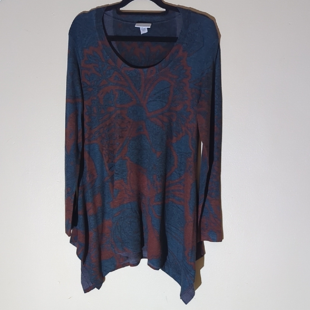 Soft Surroundings Teal and Rust Tunic - Picture 2 of 8